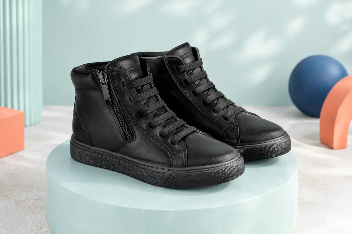 Baskets montantes Geox pour fille, avec fermeture éclair latérale et lacets élastiques